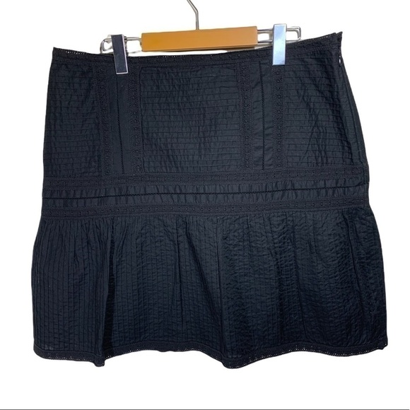 International Concept Black Skirt Minimalist A-Line Pintuck Lace Sz 12 - Picture 6 of 10